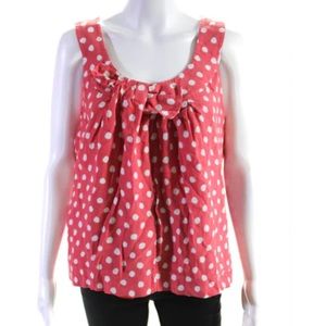 Kate Spade Women's Scoop Neck Sleeveless Polka Dot Pink Blouse Tank Preppy Sz. S